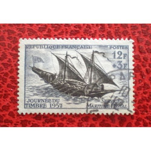 Journée Du Timbre 1957 - Service Maritime Postal - Timbre Oblitéré - France - Y&t N° 1093