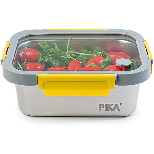 Checarzhn--No1-Boite Alimentaire 1200ml En Inox Et Couvercle En Verre Trempé ¿ Hermétique Et Légère ¿ Compatible Micro-Ondes, Four, Congélateur ¿ Metalshock