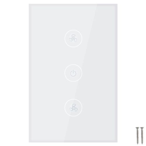 Interrupteur tactile intelligent Wi-Fi a LED avec telecommande, prise americaine blanche, 100 V CA/240 V