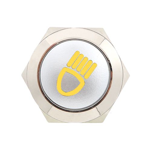 Interrupteur a bouton-poussoir pour eclairage LED de voiture, 12 V, 19 mm, 5 broches, verrouillage metallique, NO/NC (jaune)