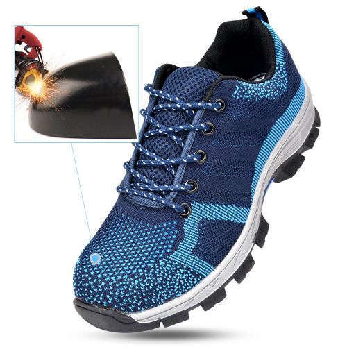 Chaussures De Securite Respirantes Et Anti-Perforation Pour Homme, Embout En Acier (Bleu 45)