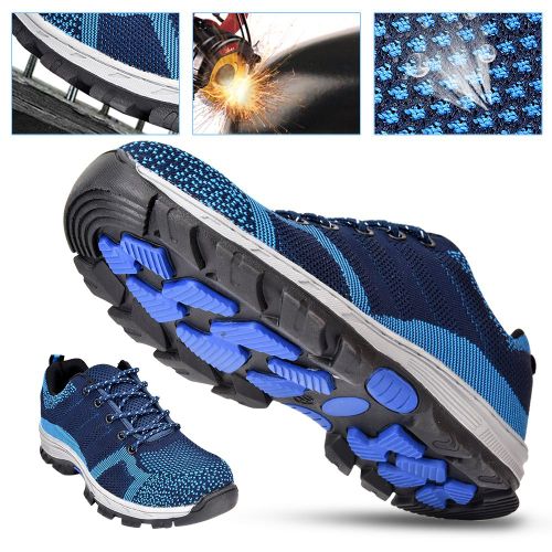 Chaussures De Securite Respirantes Et Anti-Perforation Pour Homme, Embout En Acier (Bleu, Pointure 42)