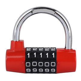 Cadenas a code a 5 chiffres en forme de U pour porte de valise, serrure a combinaison rouge