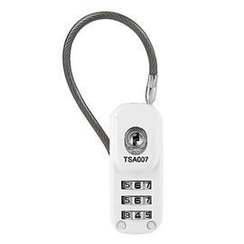 Cadenas a code a 3 chiffres reinitialisable et accepte par la TSA pour bagages et valises, blanc