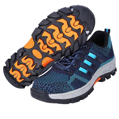 Chaussures De Securite A Bout En Acier, Resistantes Aux Perforations, A La Mode, Bleues, Pointure 45
