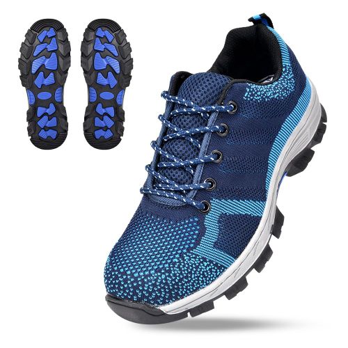 Chaussures De Securite Respirantes Et Anti-Perforation Pour Homme, Embout En Acier (Bleu, Pointure 43)
