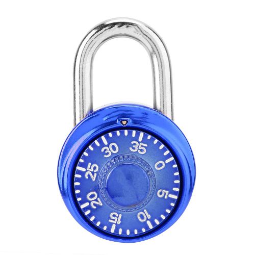 Cadenas mecanique rond avec mot de passe pour platine, armoire, salle de sport, serrure de securite (bleu)