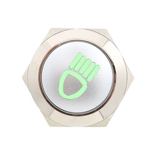 Interrupteur a bouton-poussoir pour eclairage LED de voiture, 12 V, 19 mm, 5 broches, verrouillage metallique, NO/NC (vert)