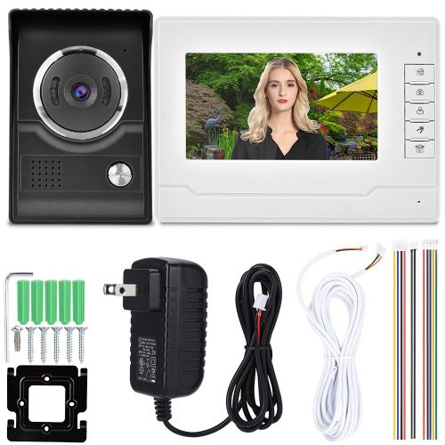 Interphone avec ecran HD 7 pouces, etanche a la pluie, camera infrarouge, deverrouillage a distance, sonnette (prise americaine)