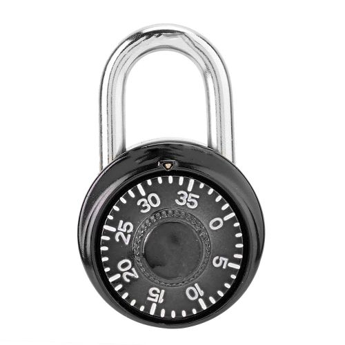 Cadenas mecanique rond avec mot de passe pour platine, armoire, salle de sport, serrure de securite (noir)