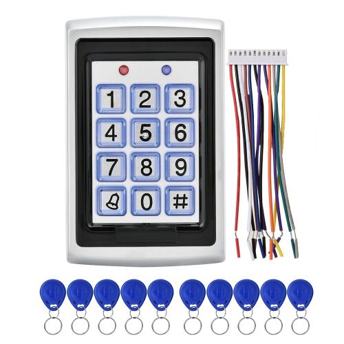 Systeme De Controle D'acces Par Mot De Passe Pour Porte En Metal (Rectangle 065) Avec 10 Porte-Cles Bleus