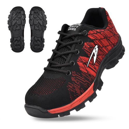 Chaussures De Securite Pour Homme, Embout En Acier, Anti-Perforation, Bottes De Travail, Baskets De Randonnee Et D'escalade (Rouge 43)