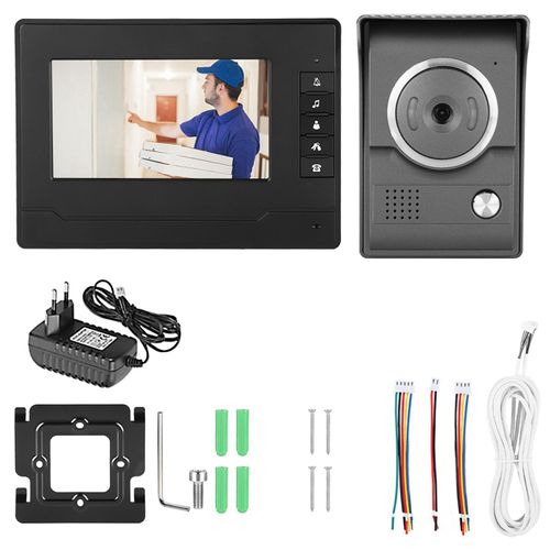Interphone video filaire etanche 7 pouces TFT/LCD HD avec vision nocturne infrarouge, UE