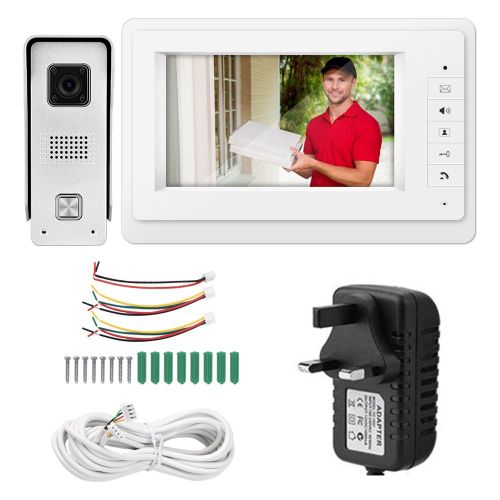 Interphone video de securite domestique 7 pouces, sonnette visuelle, systeme d'interphone 100-240 V, Royaume-Uni