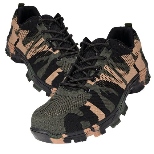 Chaussures De Securite Camouflage Pour Homme, Bottes De Travail Anti-Perforation A Embout D'acier (Vert Camouflage, Pointure 48)