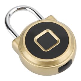 Mini cadenas a empreinte digitale electrique intelligent en metal avec batterie pour valise, armoire a bagages (dore)
