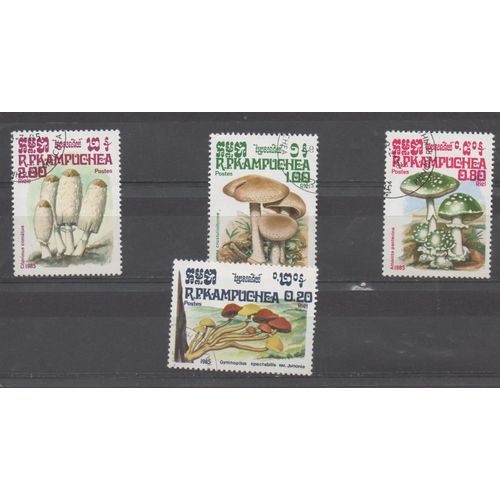 Cambodge ( Kampuchea ) Timbres Fleurs Et Champignons