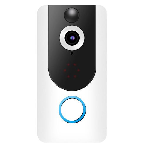 Sonnette video intelligente sans fil 1080p 2MP HD, Wi-Fi, camera de securite PIR, sans batterie (blanc)