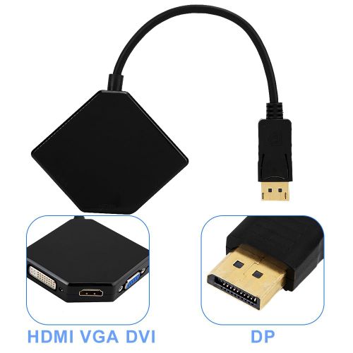Adaptateur 3 en 1 Mini DP Display Port Thunderbolt vers HDMI DVI VGA 1080P