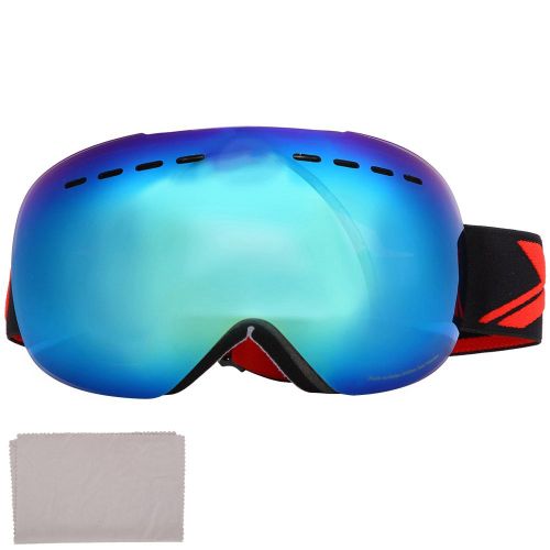 Lunettes De Protection A Double Verre, Anti-Buee, Uv, Pour Adulte, Ski, Snowboard (Noir Et Bleu)