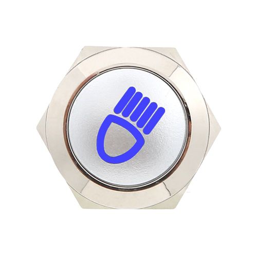 Interrupteur a bouton-poussoir pour eclairage LED de voiture, 12 V, 19 mm, 5 broches, verrouillage metallique, NO/NC (bleu)