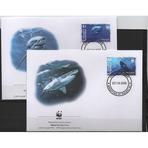 Grenadines Of Saint Vincent Timbres Animaux : Les Requins 2006 4 Fdc