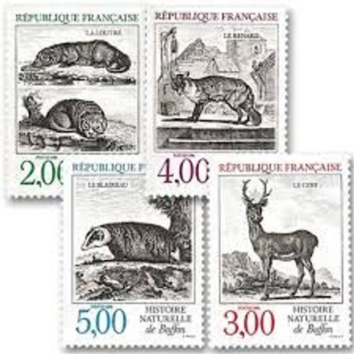 Série Nature De France (6) : Animaux De L"Histoire Naturelle De Buffon Série Complète Année 1988 N° 2539 2540 2541 2542 Yvert Et Tellier Luxe