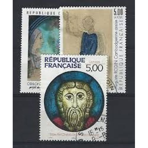 Art : Oeuvres D'Odile Redon, De Rodin Et Chris De Wissembourg Série Complète Année 1990 N° 2635 2636 2637 Yvert Et Tellier Luxe