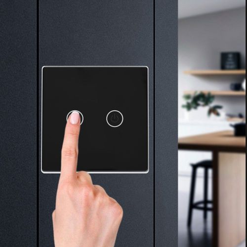 Interrupteur tactile intelligent sans fil Wi-Fi, bouton de remplacement, noir, 2 voies