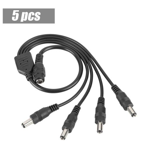 Lot de 5 cables adaptateurs repartiteurs d'alimentation CC (1 prise femelle vers 4 prises males) pour camera de securite CCTV LED