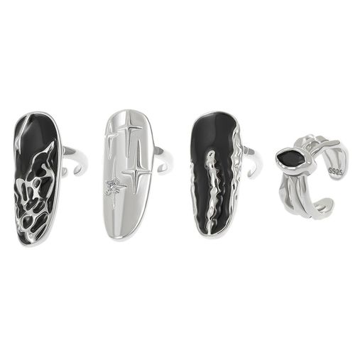 Bague À Ongles À Motif Irrégulier En Étoile, Ouverture Réglable, Style Punk, Bijoux Pour Décorations D'ongles