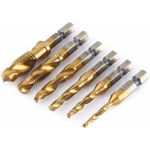 Forets et tarauds HSS M3-M10, jeu de forets métriques hexagonaux 1/4"", outils de taraudage M3-M10, forets et tarauds HSS, jeu de forets et tarauds combinés