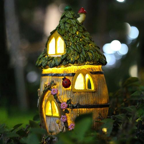 Statue De Jardin Avec Lampes Solaires, Jolie Figurine En Résine, Décoration Extérieure Étanche, Ornement De Terrasse De Jardin, 16,5 X 16,2 X 30,8 Cm