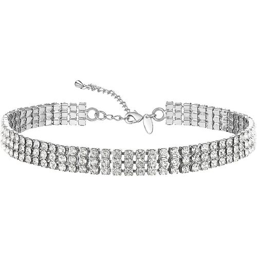 Colliers Ras Du Cou En Strass, Ras Du Cou En Argent Avec Diamants Scintillants Et Strass En Cristal