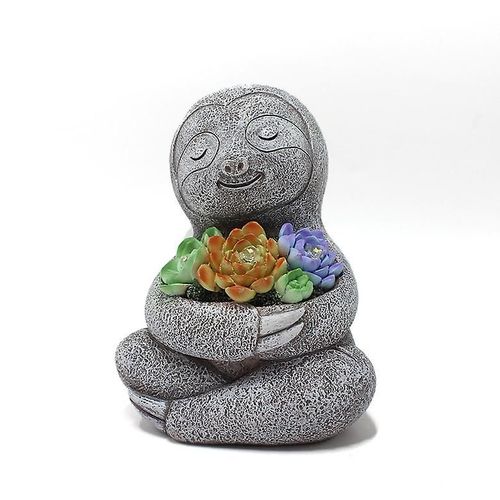 Statue De Jardin Paresseux, Lampe Solaire, Sculpture En Résine, Ornement Pour Décoration De Patio, 11,5 X 10 X 15 Cm