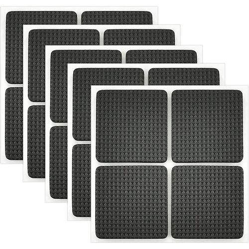 Lot De 20 Patins Adhésifs Antidérapants En Caoutchouc Pour Meubles, Protection Des Carrelages, Tables Et Parquets (4,2 X 4,2 Cm) (Noir).