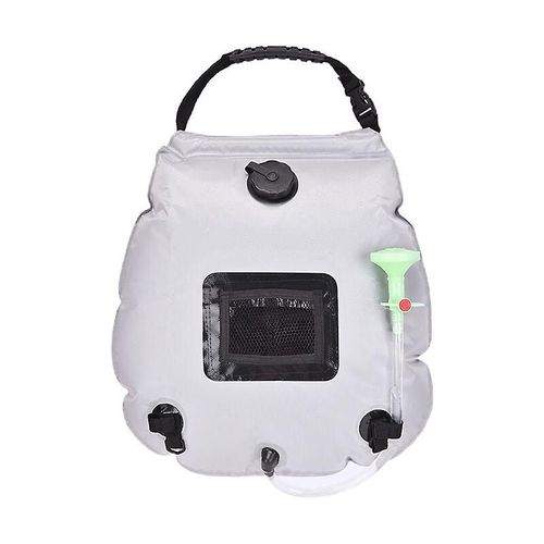 Sac de douche solaire, chauffage solaire, sac de douche de camping haut de gamme, eau chaude avec tuyau amovible - Gris