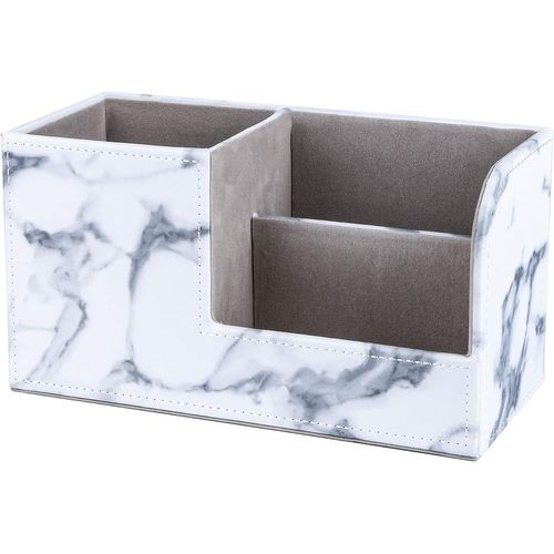 Organiseur De Bureau Multifonction En Cuir Synthétique, Porte-Crayons À 3 Compartiments, Boîte De Rangement Pour Fournitures De Bureau, Cartes De Visite, Stylos (Motif Marbre)