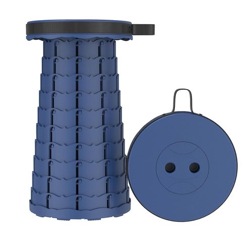Tabouret Pliant Portable, Tabouret De Camping, Tabouret Télescopique Réglable En Hauteur, Tabouret De Sac À Dos (Bleu) 25 X 46 X 5 Cm