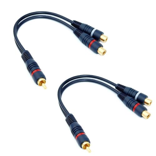 Câble RCA vers double femelle, adaptateur jack 3,5 mm RCA ou répartiteur de câble, bleu foncé - 15 cm, câble audio double RCA pour lecteurs CD, lecteurs MP3 et autres