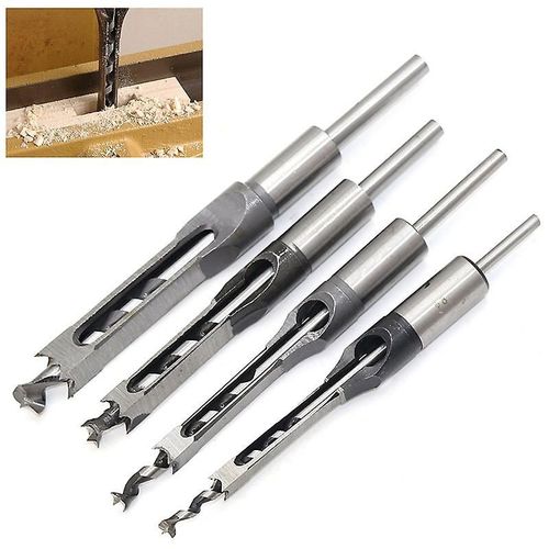 Ensemble de 4 forets à bois carrés, ciseaux creux en acier, outils de menuiserie (1/4 -1/2 - 5/16 - 3/8 po)