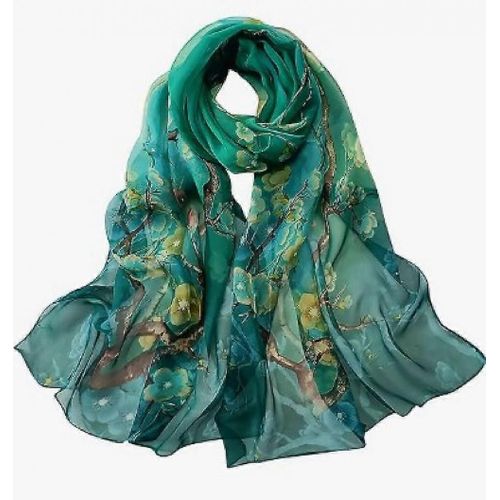 Foulard - Keffieh - Foulards - Femme - 160 X 50 Cm - Vert - Polyester - Imprimé Fleuri