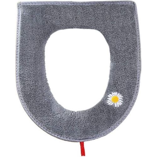 Lot de 1 housse de siège de toilette épaisse et douce à fermeture éclair avec poignée, lavable, taille standard, en polaire de lapin, adaptée à toutes les toilettes ovales
