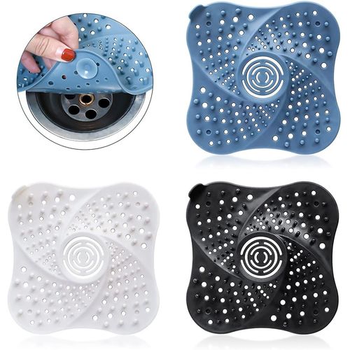 Bouchons de douche en silicone durables, attrape-cheveux, faciles à installer et à nettoyer, adaptés à la salle de bain, à la baignoire et à la cuisine, lot de 3