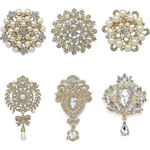 Ensemble De Broches Et Épingles À Strass En Cristal, Plaqué Argent, Or Et Or Rose, Pour Bouquets De Mariage À Faire Soi-Même