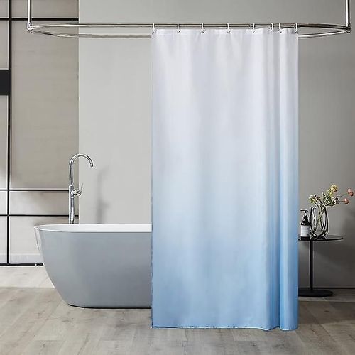 Rideau de douche pour baignoire d'angle imperméable chic dégradé bleu clair 180x200 cm de long tissu polyester anti-moisissure rideau de douche lesté lavable en machine