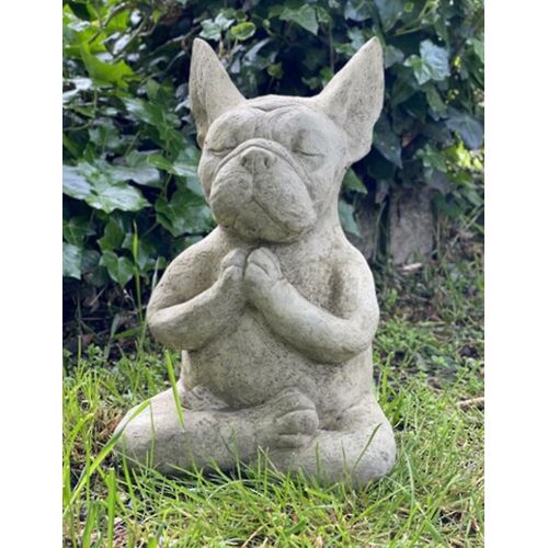 Statue de Bouddha bouledogue ¿ Chien de yoga méditant ¿ Décoration de table de collection pour maison, jardin, cour 10 x 9 x 15 cm