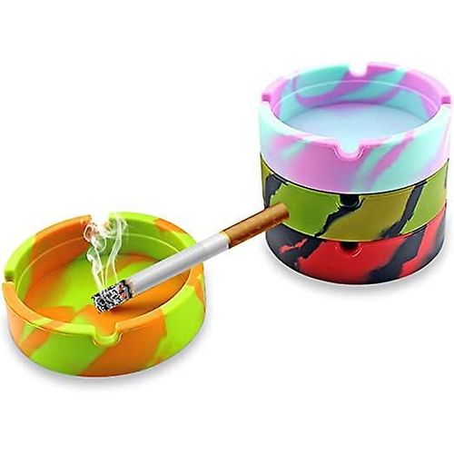 Lot de 4 cendriers en silicone incassables pour cigarettes, cendriers de table modernes en silicone pour usage intérieur ou extérieur