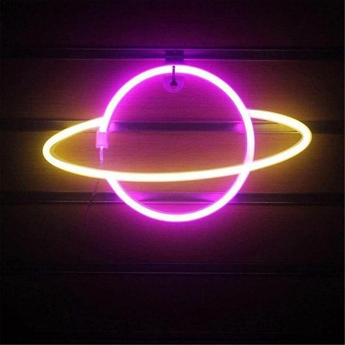 Planète Néon Led Enseignes Décoration Murale, Planète Néon Led Néon Mur Enseigne Néon Rose Néons Usb/Batterie Suspension Néon Lumière, Pour Maison, Bar, Vacances P
