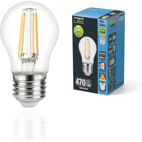 Kal-Ampoule Led - E27 Omni-Filament Balle De Golf Chaud 2700k, 470lm, 3.4w(Équivalent 40w)Non Dimmable - Paquet De 4 - Efficace En Énergie, Pour Les Chambres, Les Couloirs Et Les Salles De Séjour